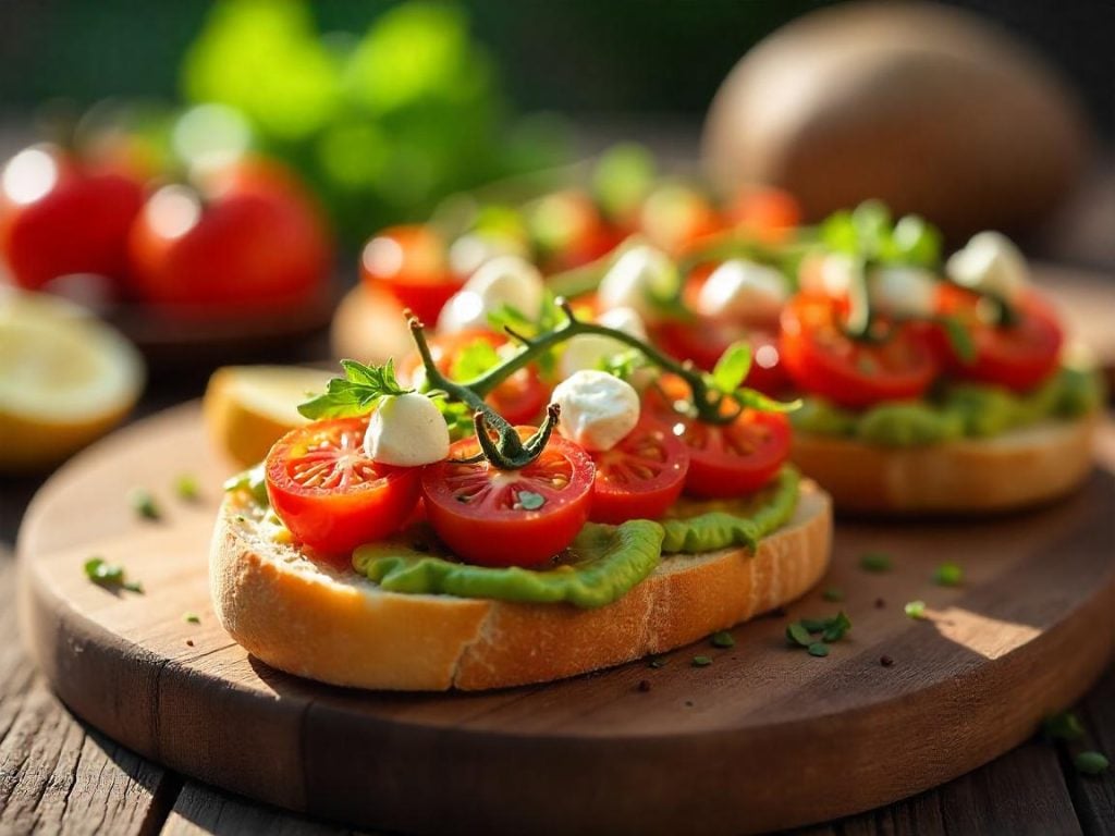 Savory Delight: Roasted Cherry Tomatoes with Feta and Avocado on Turkish Bread