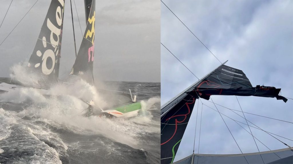 Rudder and mainsail failures threaten record bids for Sodebo and The Famous Project near Ushant
